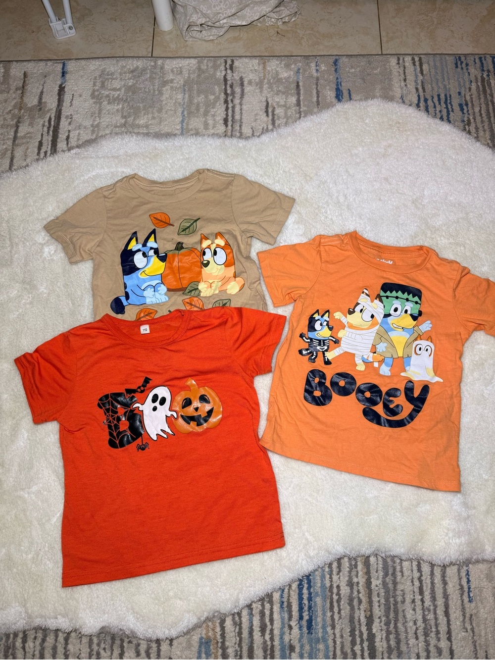 Set of 3 toddler boy Halloween short sleeves top Bluey Booey Boo size 5T